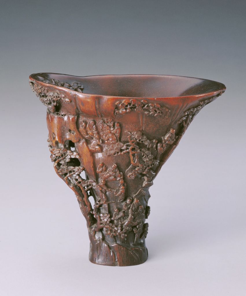 图片[1]-Rhinoceros Horn Carved Landscape Figure Cup-China Archive